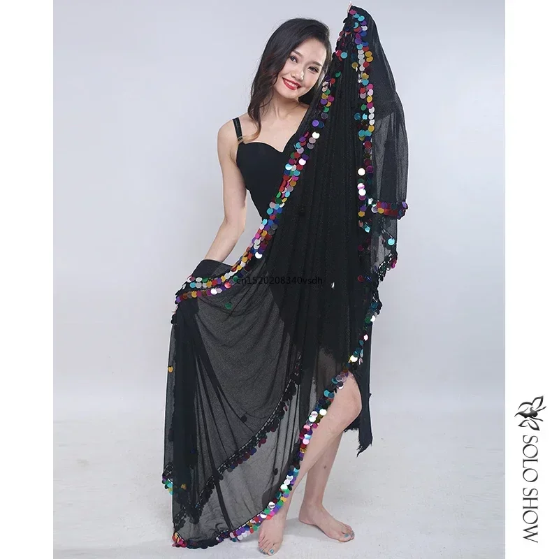 Belly Dance Malaya Scarf Sequins Decorate Stage Show Melaya Scarf Alexander\'s Girl Performance Show Gold Veils Adults