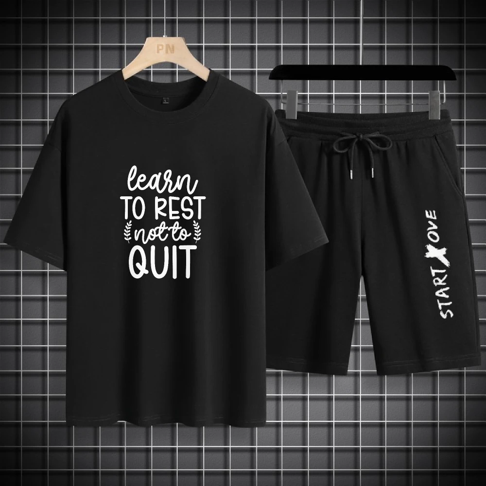 

2025 повседневный мужской тонкий спортивный костюм, стильная удобная повседневная одежда, модные спортивные футболки + шорты, комплекты из двух предметов, спортивные комплекты