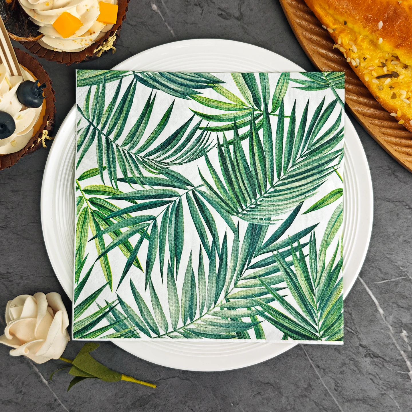 20/50pcs 33*33cm 2ply Tropical Green Leaves Napkins for Dining,Baking,Festive Parties,and Wedding Decorations,Perfect for Summer