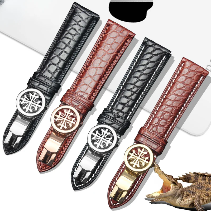 Alligator watch belt for Patek Philippe strap 5617 5146 5396 male folding buckle 20 21mm 2mm  crocodile skin leather watch chain