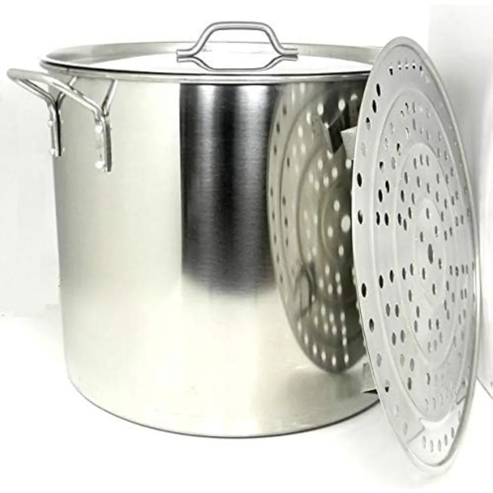 

Stock Pot Stainless Steel 100 QT Steamer Brew Vaporera Tamalera for Tamales (25gallons)