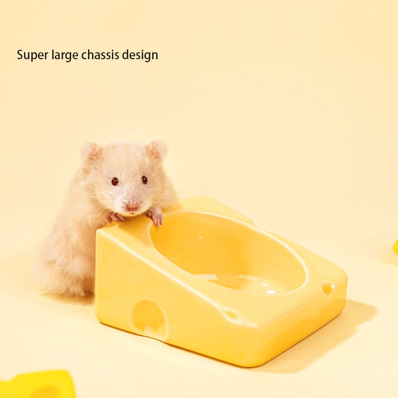 Hamster Cheese Feeder Hamster Cute Ceramic Feeder Oblique Design Cool Food Bowl Easy to Clean Guinea Pig Squirrel Supplies