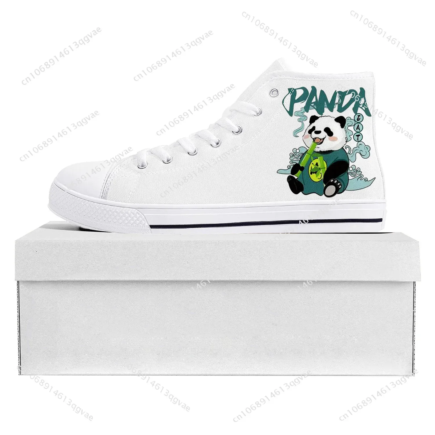 Panda Cute Pattern High Top High Quality Sneakers Mens Womens Teenager Canvas Sneaker Casual Couple Shoes Custom Made Shoe White