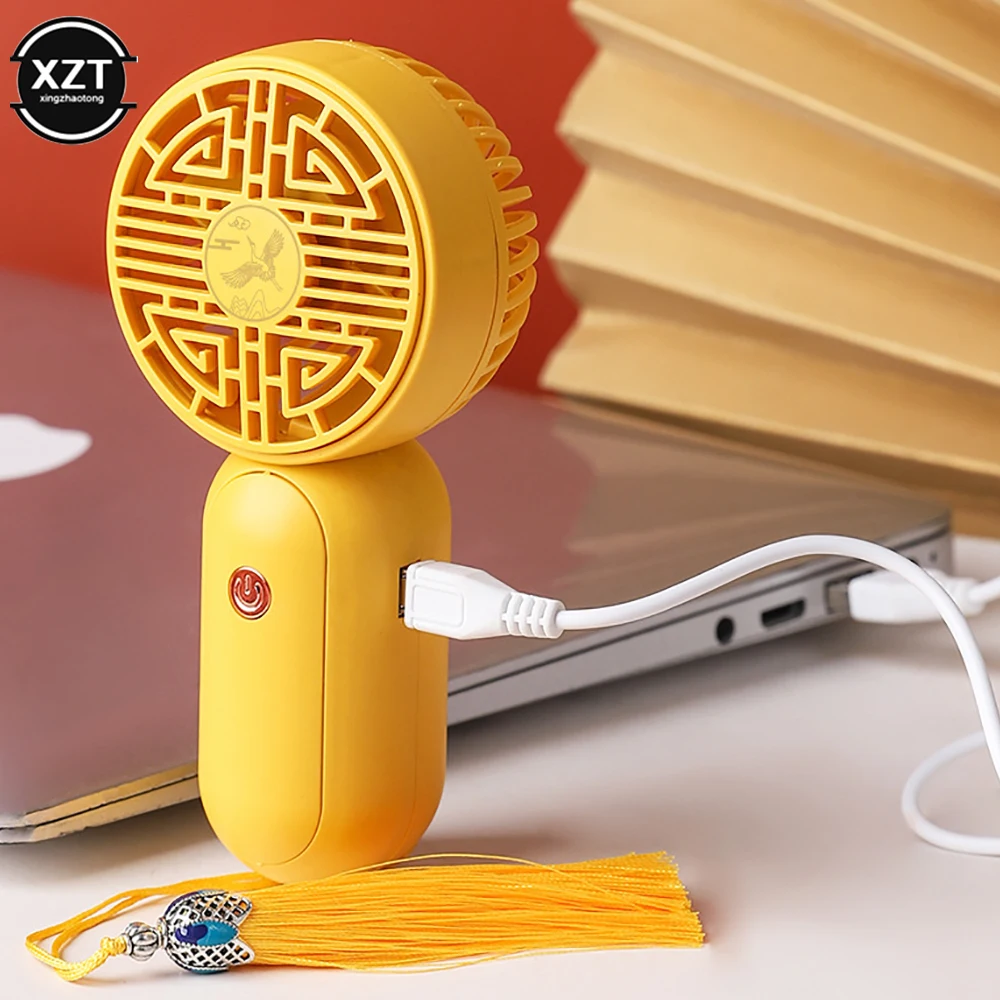 Portable Mini Handheld Fan Chinese Characteristic Element Fan Office Dormitory Desktop Fan Outdoors Travel Air Cooler Supplies