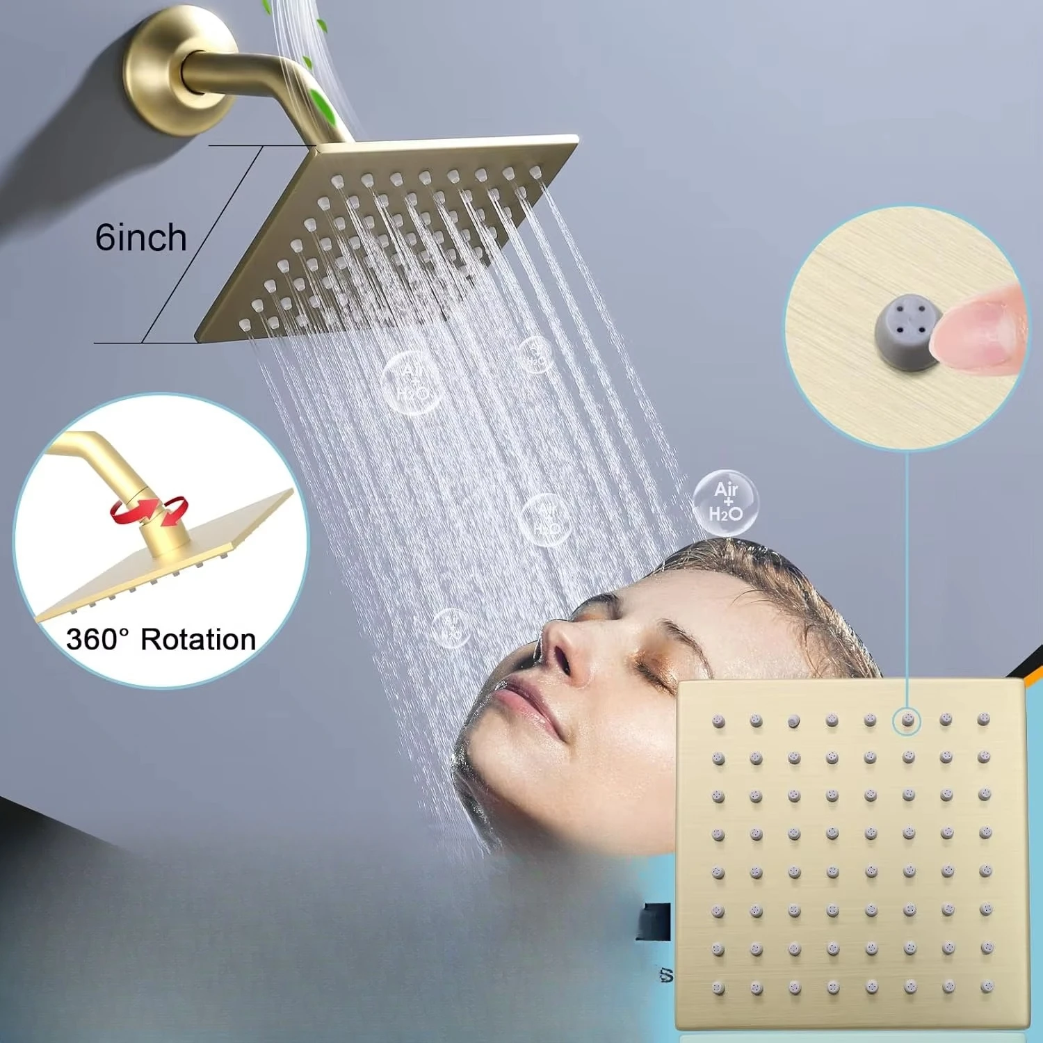 Multifunctional Bathroom Shower System Brushed Gold Thermostatic Shower System