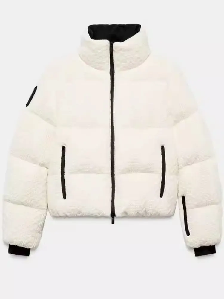 

Новая зимняя женская стеганая куртка-пуховик с флисовой подкладкой, воротником-стойкой, теплая, для катания на лыжах, повседневная, свободного кроя