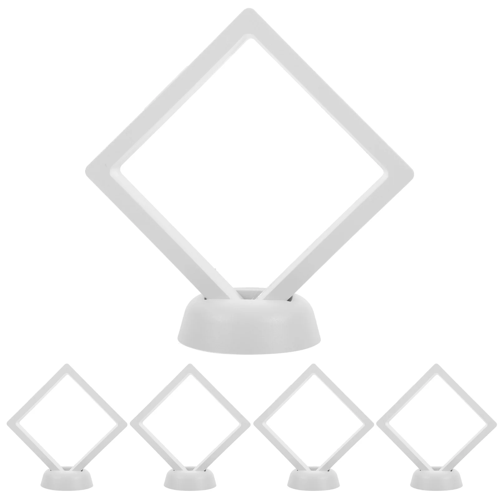 

5 Sets Display Ring Round Clear Jewelry Organizer Case 3d Floating Frame Coin Glass