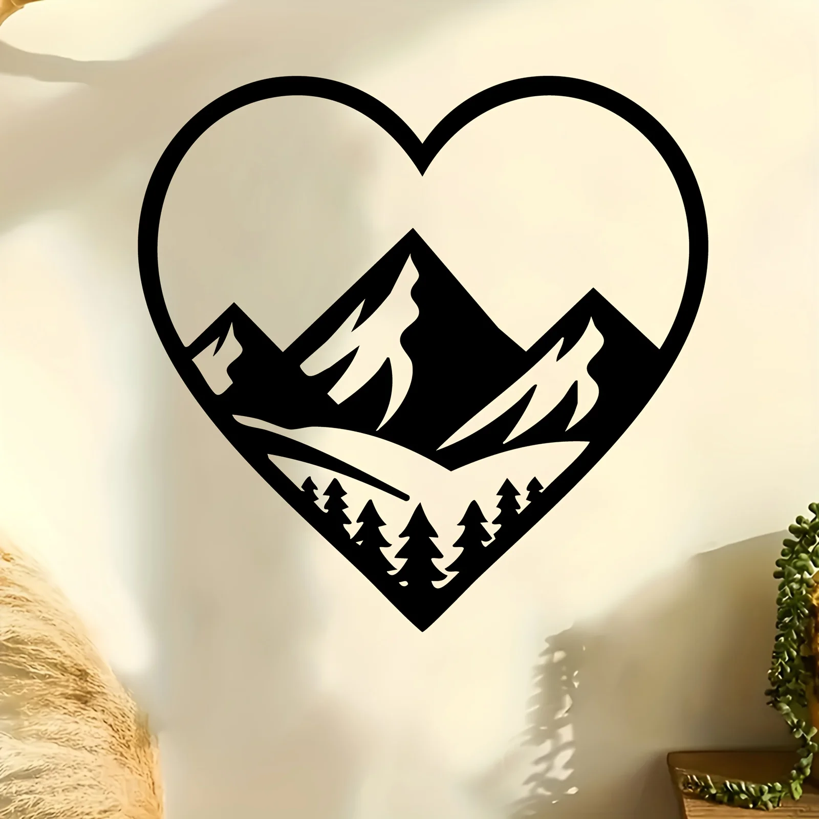 CIFBUY Iron Wall Decor Mountain Heart Pattern Rustproof Metal Weather Resistant Indoor Outdoor Home Art