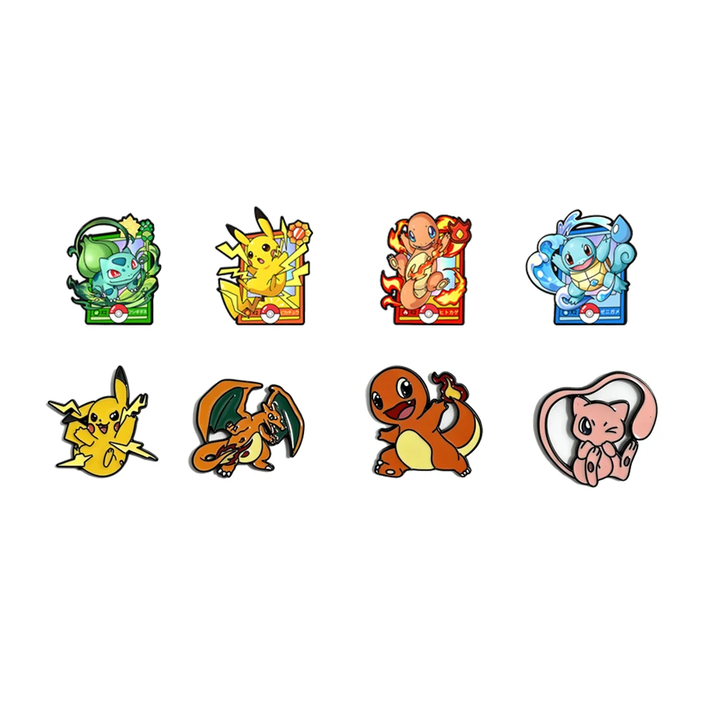 8-teiliges Pokemon-Emaille-Pin-Set, japanischer Anime-Cartoon, Pikaqiu Mewtwo, Sammel-Pins für Rucksäcke, Geschenke für Fans und Freunde