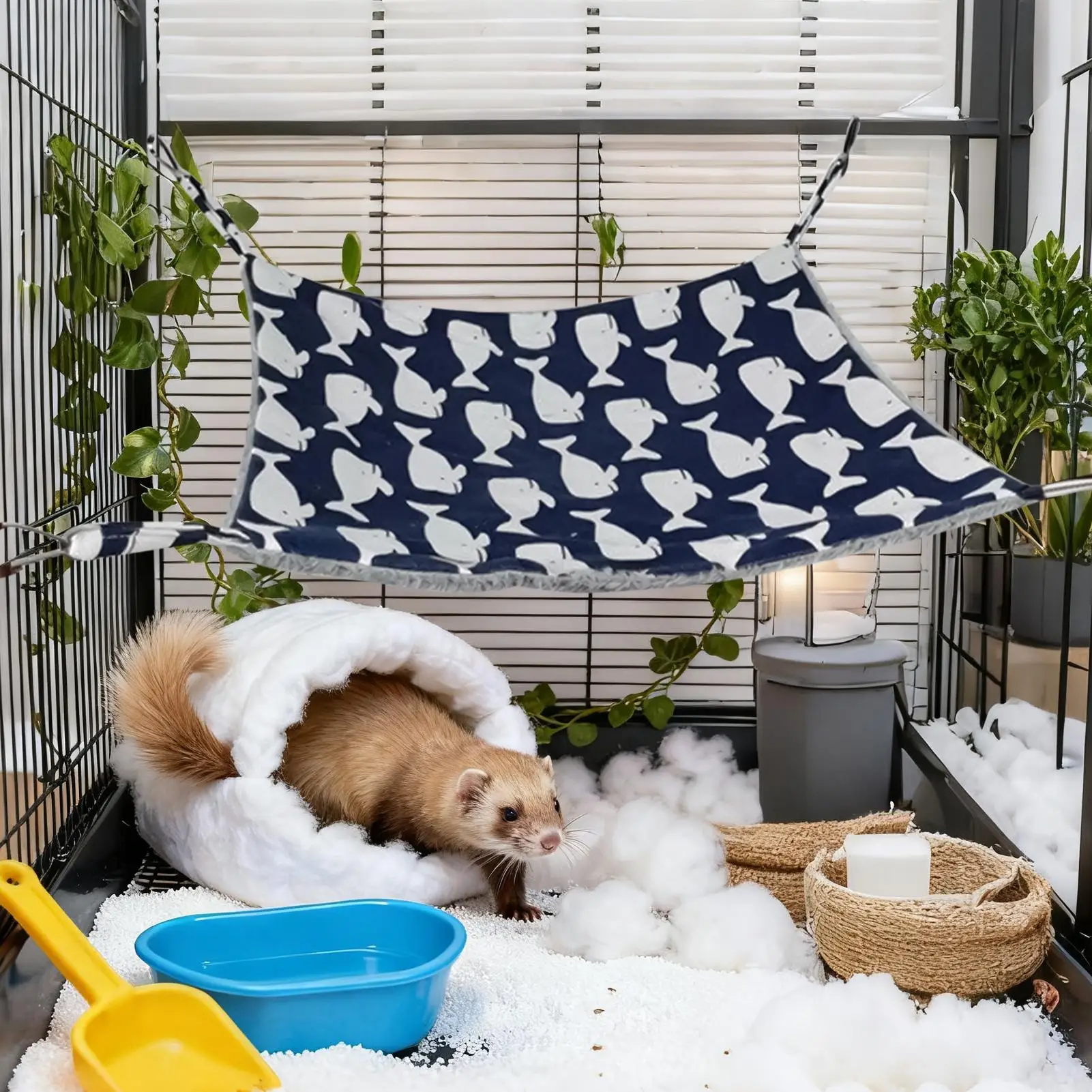 Ferret Hammock For Cage Warm Washable Swing With Hooks Soft Chinchilla Bed Ferret Stuff For Squirrel Bunny Parrot Gerbil Sugar