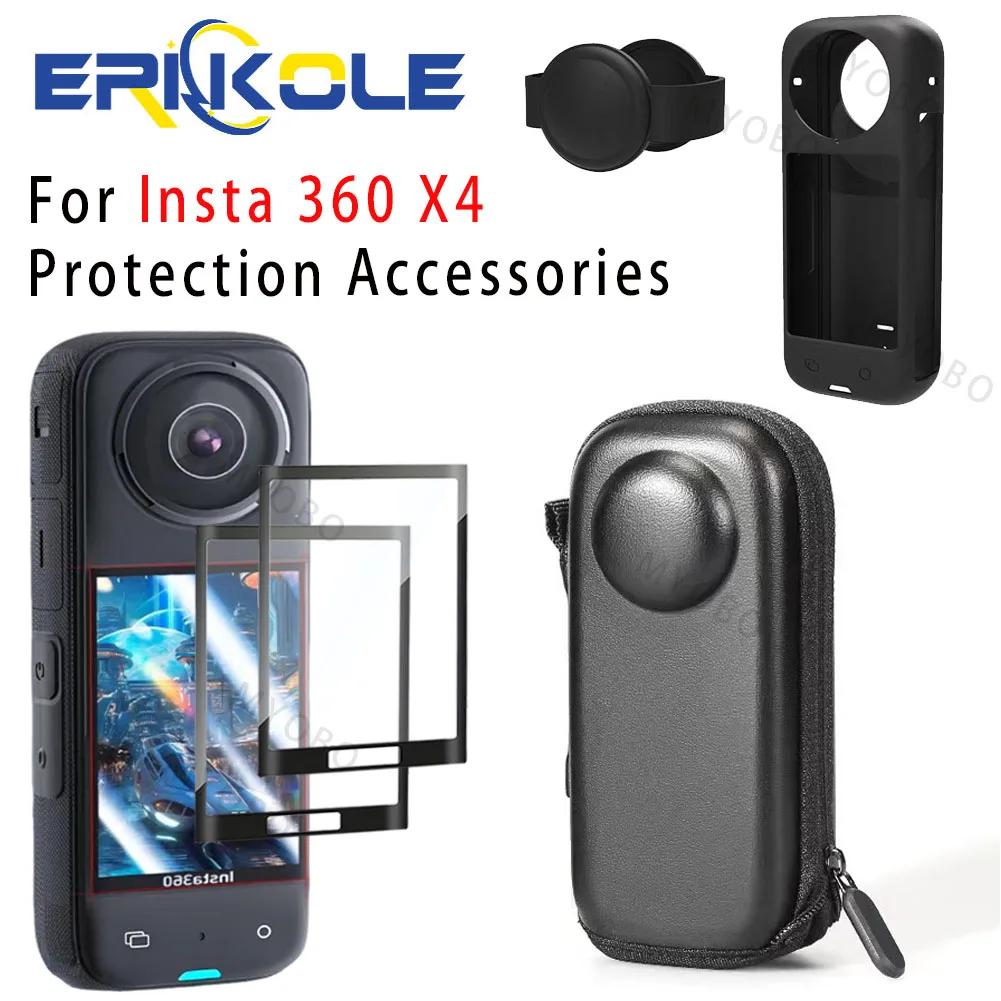 

Accessories for Insta360 X4 Screen Protector Film for Insta360 X4 Silicone Protective Case for Insta 360 X4 Mini Storage Bag