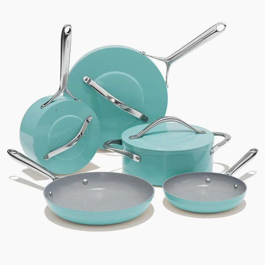 

Ceramic Cookware Set 8 Pieces Nonstick Pots and Pans for Everyday Kitchen Use NonToxic PTFE PFOA PFAS Free Compatible with All