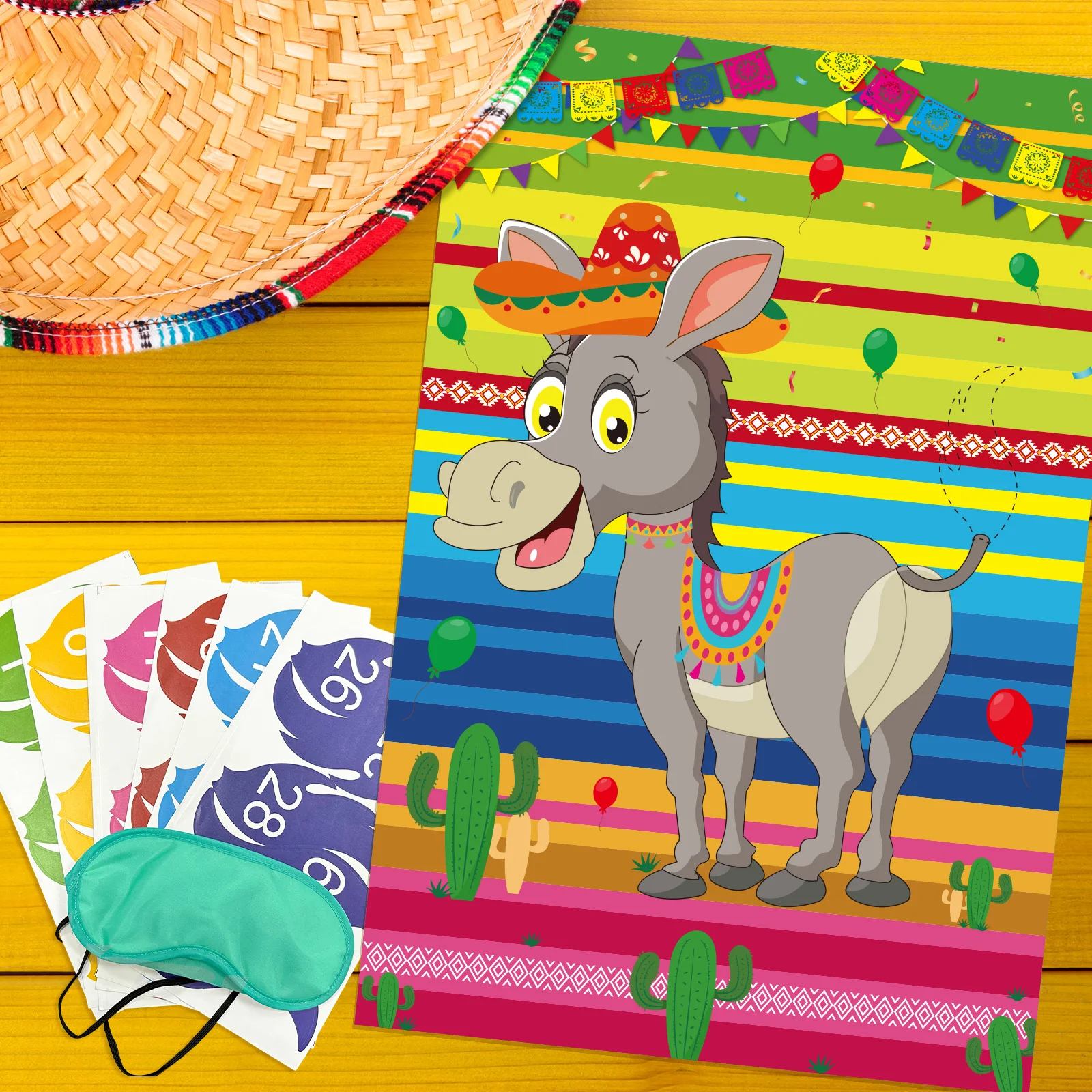 30Pcs Pin The Tail On The Donkey Party Game with Tails Mexican Birthday for Kids Party Decorations Fiesta Carnival Party Supply