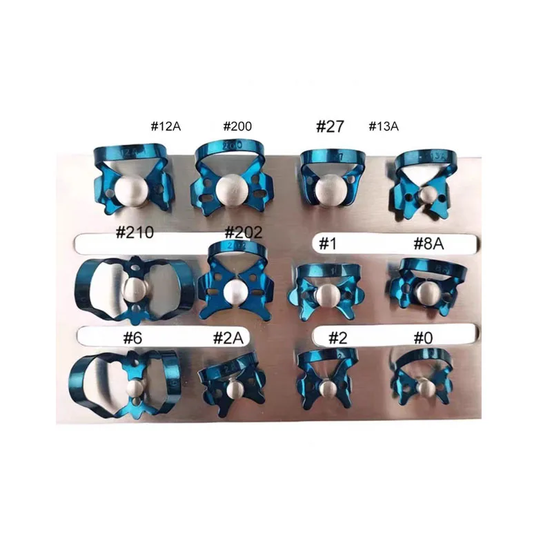 

Набор стоматологических резиновых зажимов, 12 шт., высококачественные синие резиновые зажимы с подставкой для стерилизации, 1 комплект
