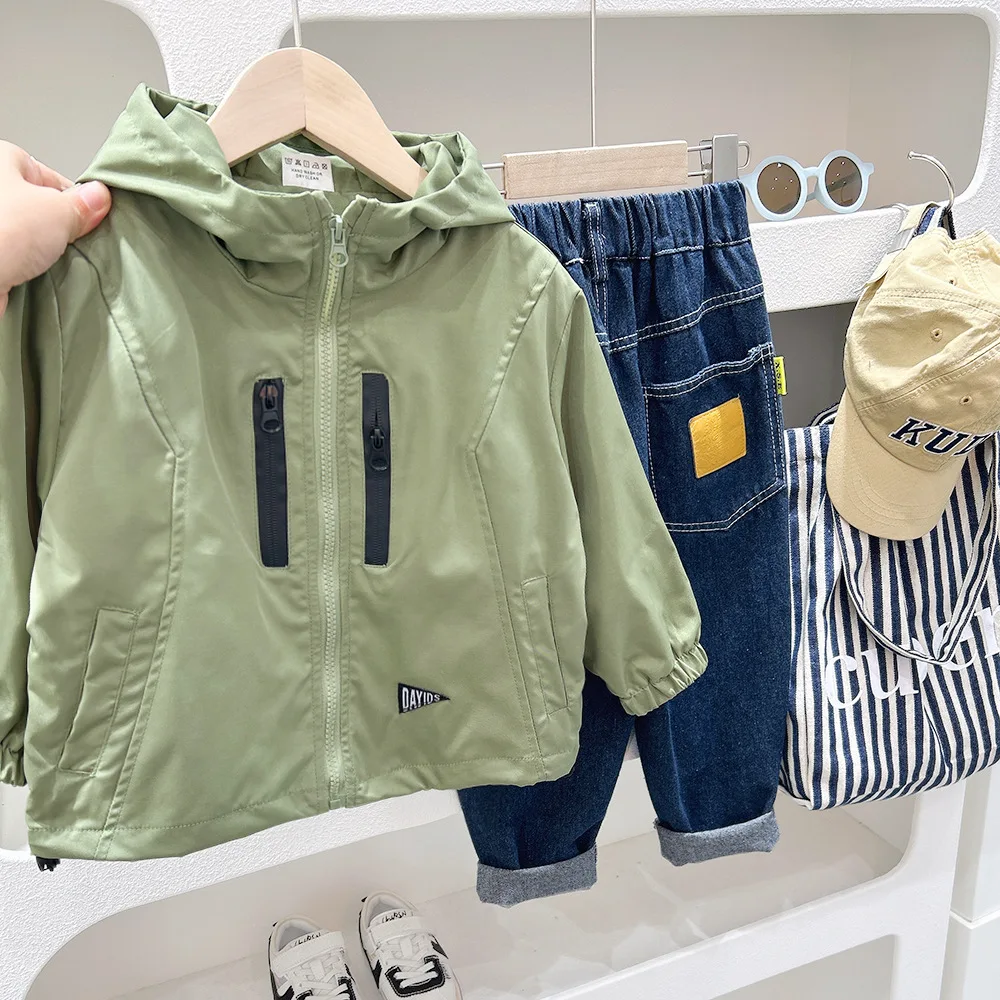 

Children's clothing boys' spring coat new spring and autumn jacket Big Kids boys' windbreaker solid color top trend