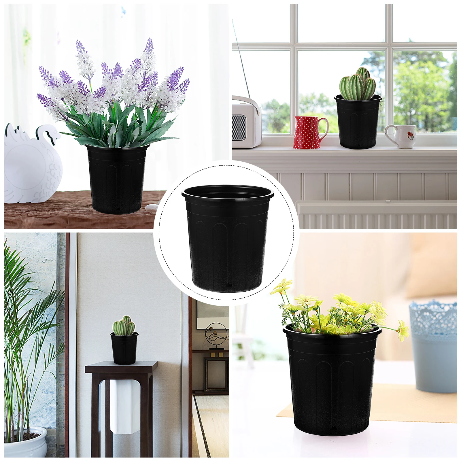 

10 Pcs Control Plastic Flower Pots Durable Drainage Holes Garden Plants Flower Pot Balcony Plant Containers