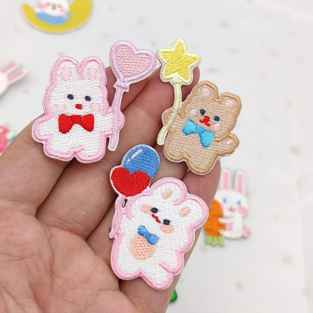 Cute Rabbit Embroidery Patches For Clothing Iron On Sticker Self-adhesive Repair Hole Patch DIY Applique Accesorios Para Ropa
