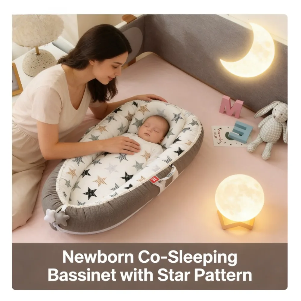 

Portable Breathable Baby Bedside Crib Washable Infant Nest Travel Bassinet for Newborns
