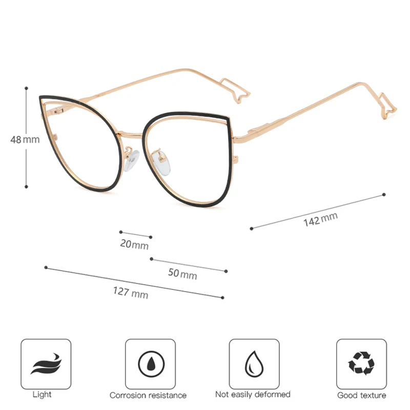Ksveren óculos fotocromáticos para miopia, armação de olho de gato para mulheres, armações de metal, perna de mola, óculos de computador 0 -0.50 -3.50 -5.00 -6.00