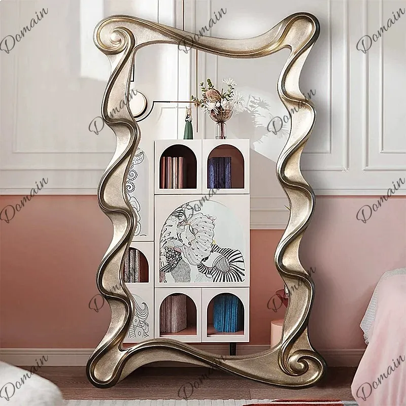 Unique Large Wave Shaped Full Length Floor Mirror, Artistic Wardrobe Studio Dressing Mirror