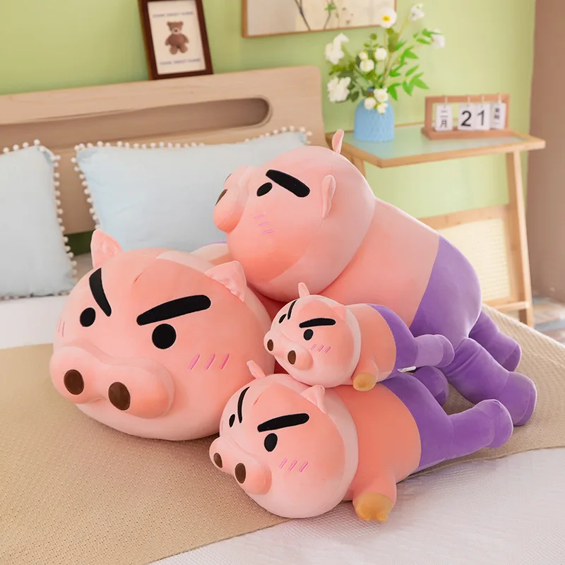 Kawaii Sanrio Plüschtier Niedlicher linker Schutz Schwein Crayon Shin Chan Gefüllte Puppe Kinder Geburtstagsgeschenk Kuschelkissen Weiches Plüschtier Kinder