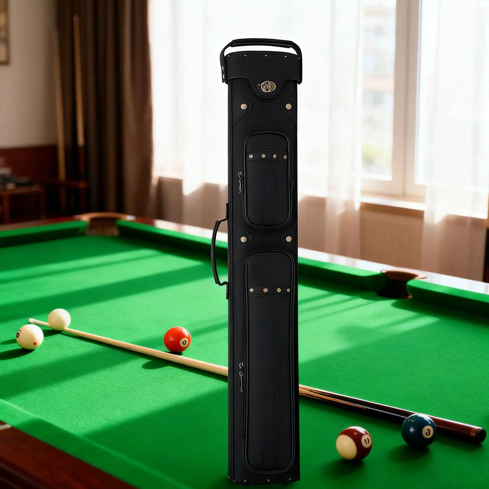 

Чехол для кия из искусственной кожи, портативный, жесткий, с молнией, для бильярдных клубов и домашнего использования