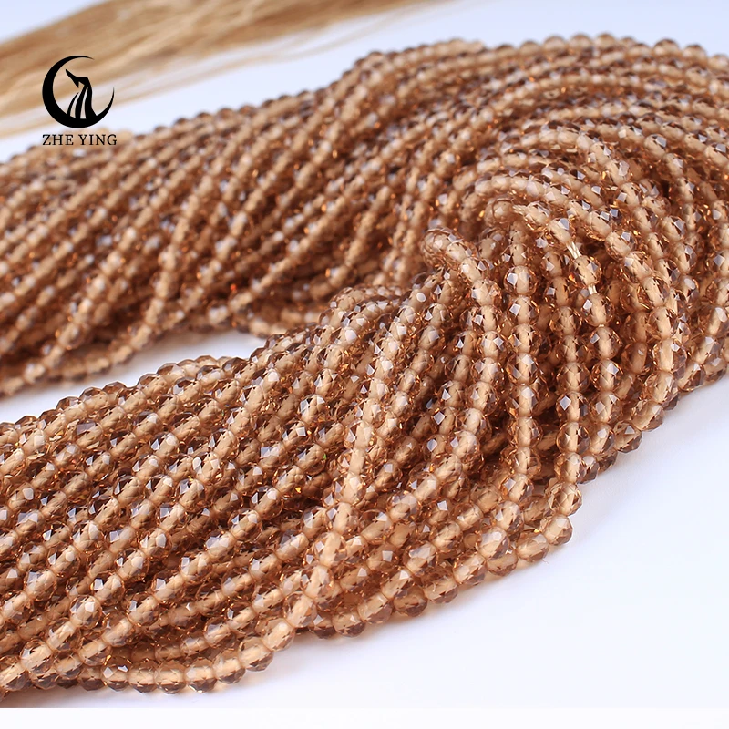 10 Strands/lot Tea Color Glass Beads Hydro Round Micro Faceted Crystal Loose Beads for Bracelet Necklace Accessories