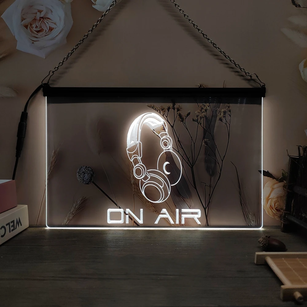 On Air Headphone Headset Studio-3D Carving LED Neon Sign Home Decor Wall Wedding Creative Bedroom Desk