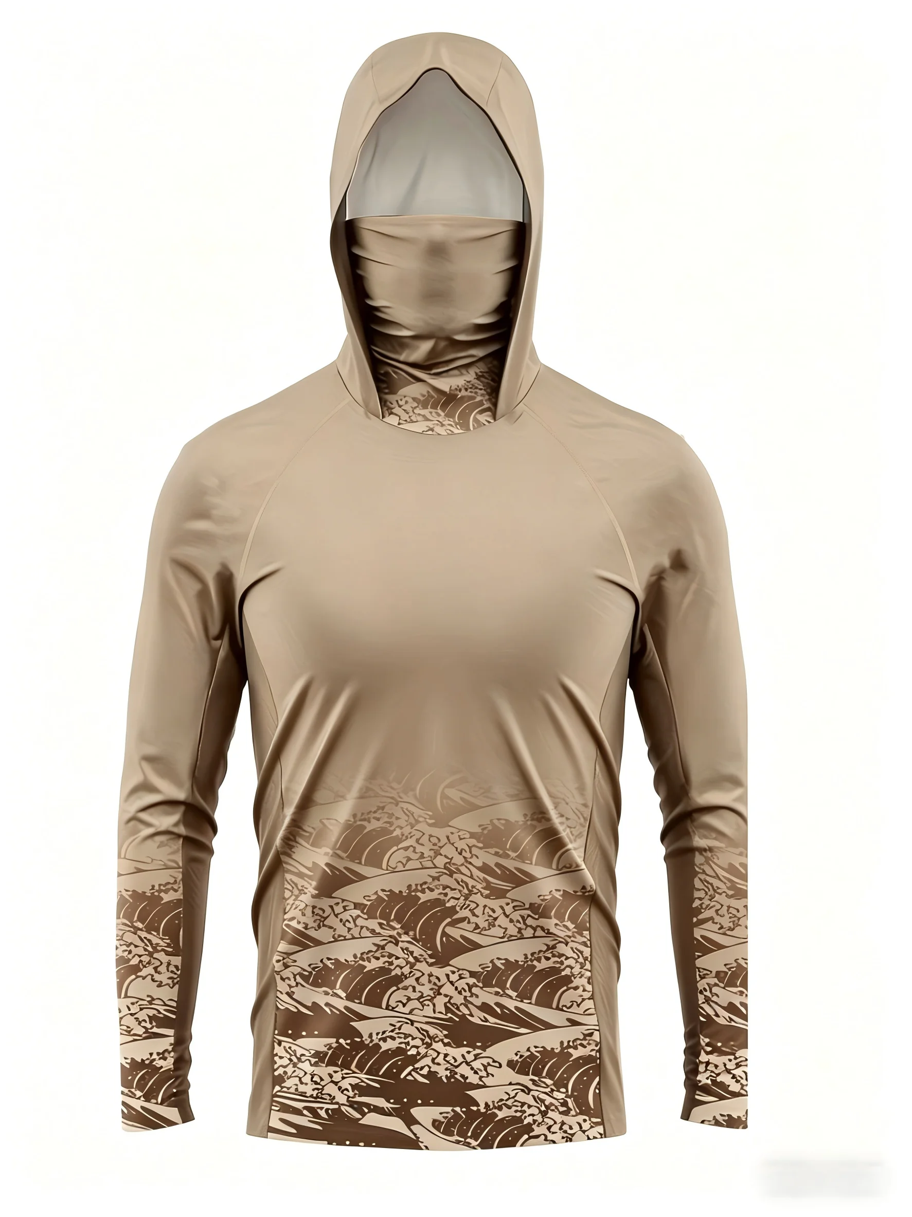 European and American Men's Summer New Wave Print Comfortable Breathable Fishing Suit Long Sleeved T-Shirt Outdoor Casual Top image 5