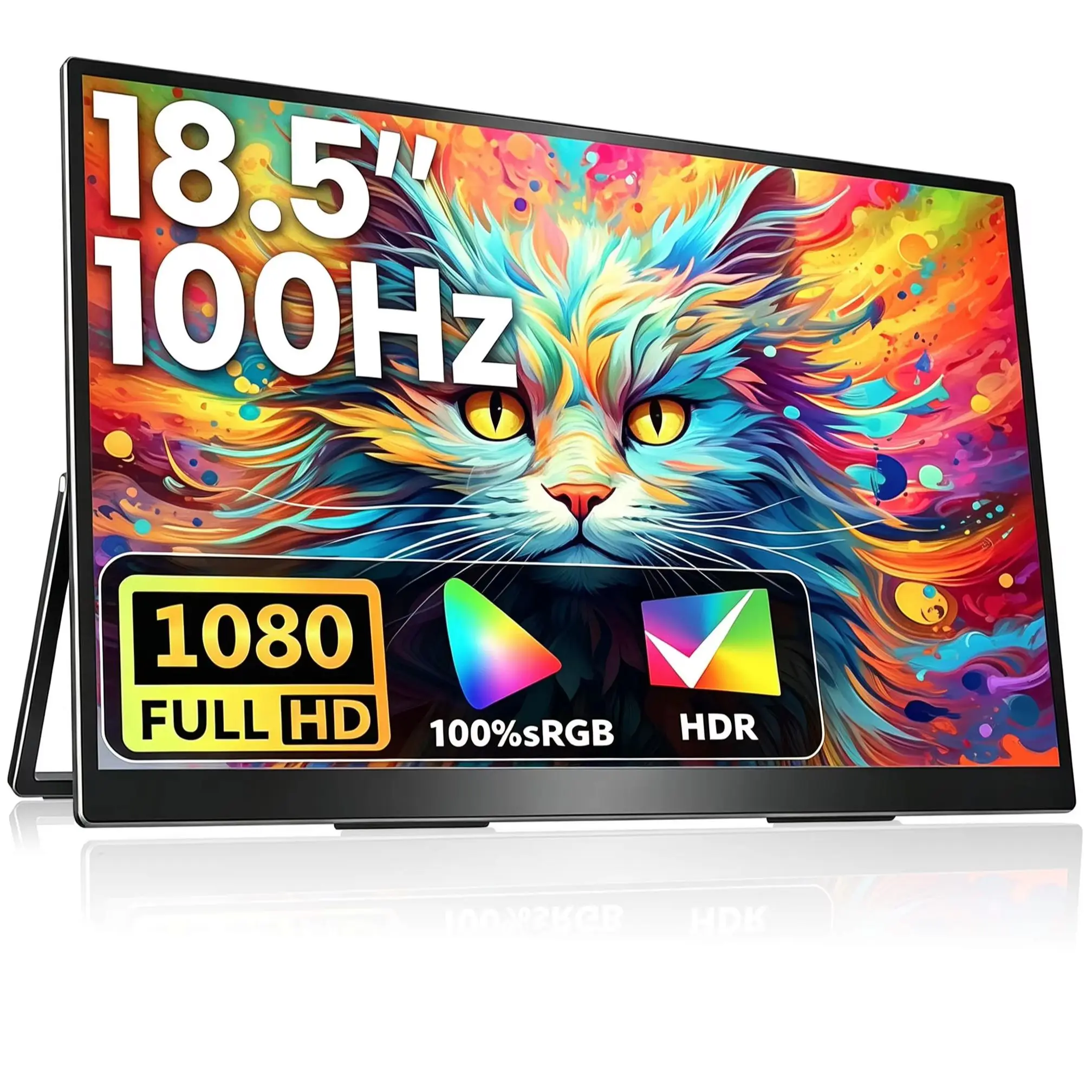 AHXJKA 18.5 Inch 100HZ Portable Monitors 1920*1080P FHD IPS With Type-C Mini HDMI For Phone Laptop XBox  PS4/5 Mac PC Switch