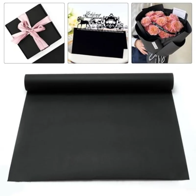La carta kraft nera da 30 cm viene utilizzata per l'artigianato fatto a mano fai-da-te, l'imballaggio di bouquet, la decorazione di nozze e le forniture per l'imballaggio di regali