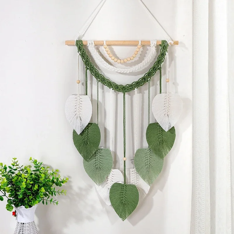 Love Shape Leaf Macrame Hangings Decorations Large Tapestry Wall Hangings Home Decor Handmade Ornaments Door Pendants Gifts