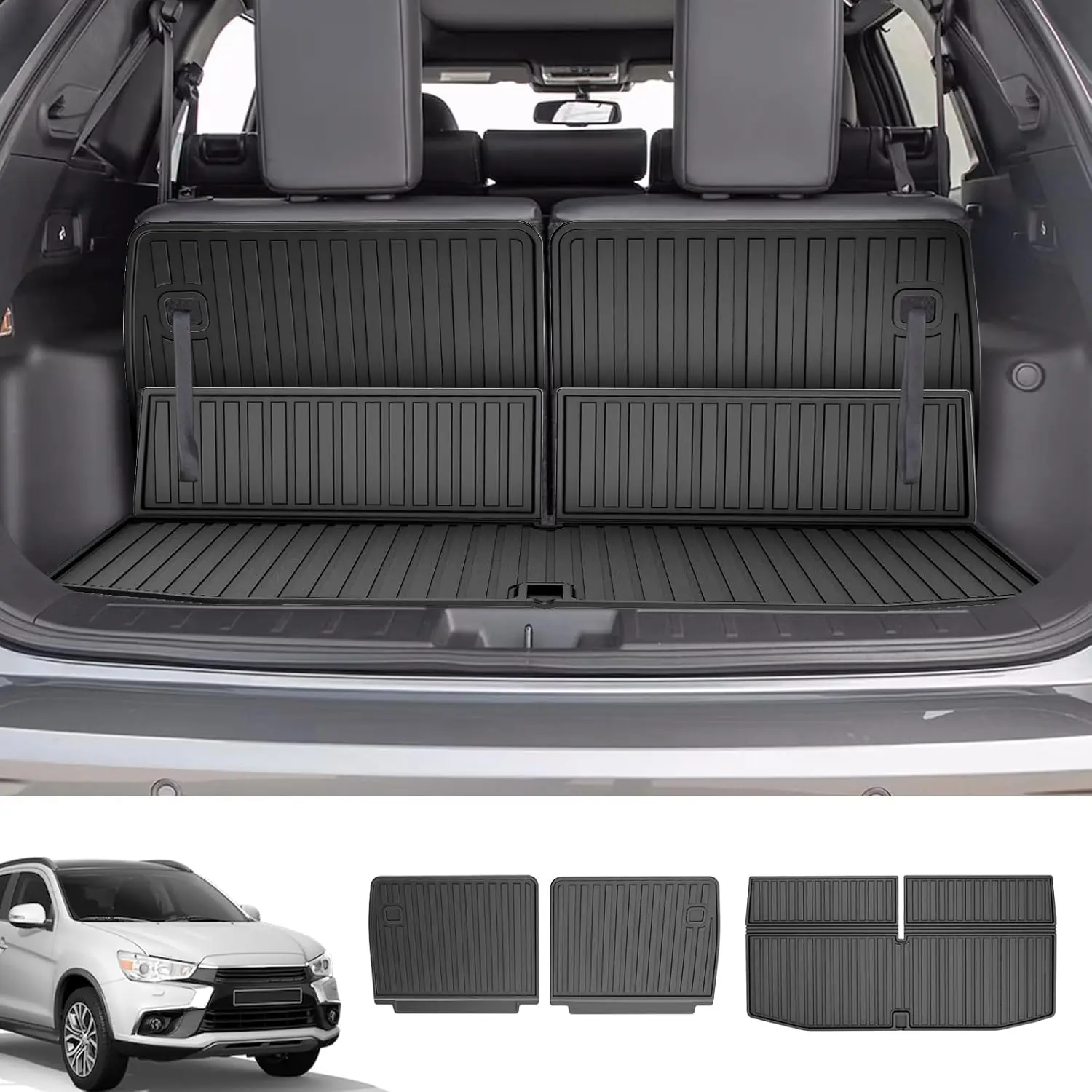 

7-Seat Car Trunk Use Compatible Replacement All-Weather Black Cargo Mat and Backrest Mat