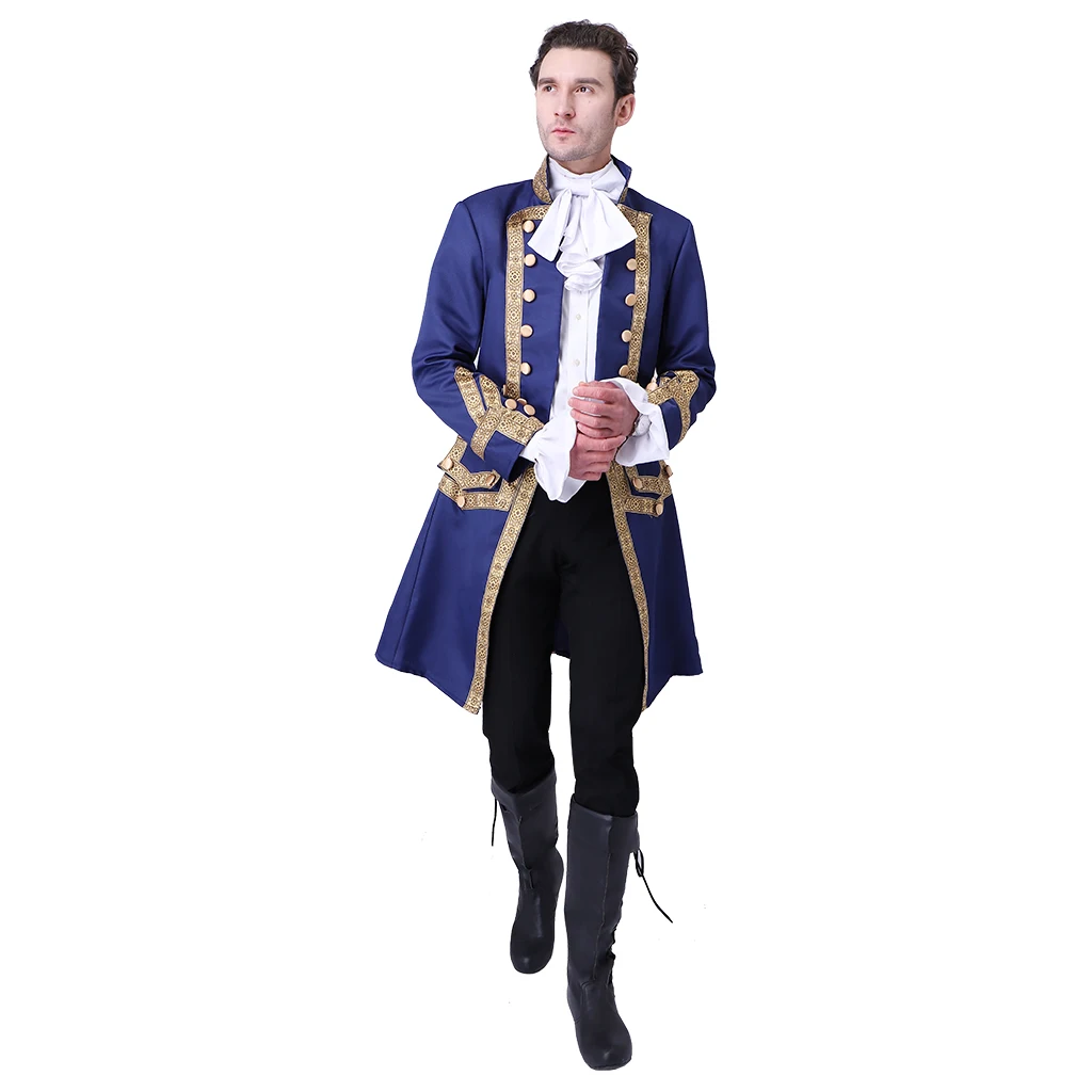 Cosplaydiy In Stock Medieval Men Blue Soldier Officer Uniform Regency Tailcoat Colonial Tuxedo Hamilton Coat George Washington