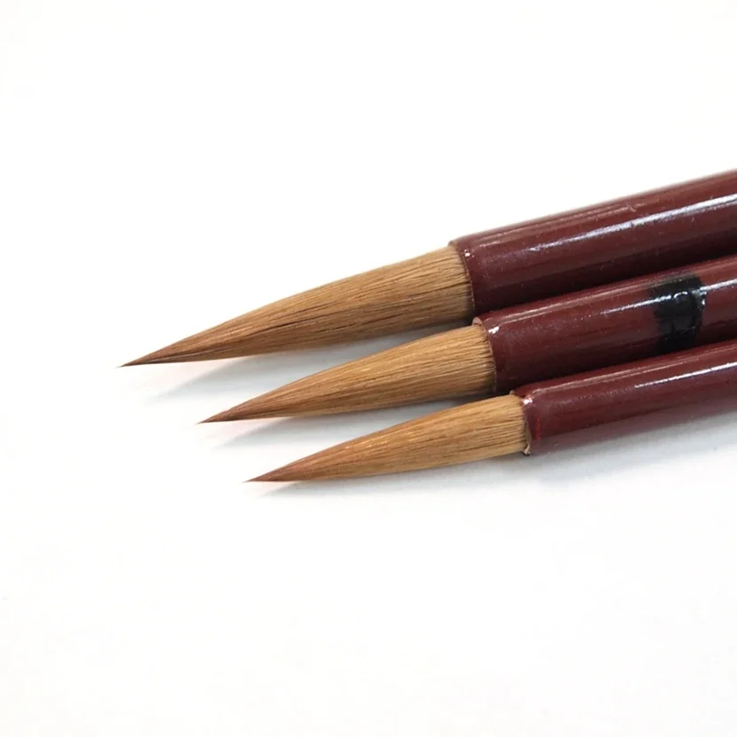 3pc Chinese Famous Brand Tiger Handmade Painting Sumi-e Calligraphy Draw Gongbi Details Line Dianqing Brush Wolf Hair Gife Box