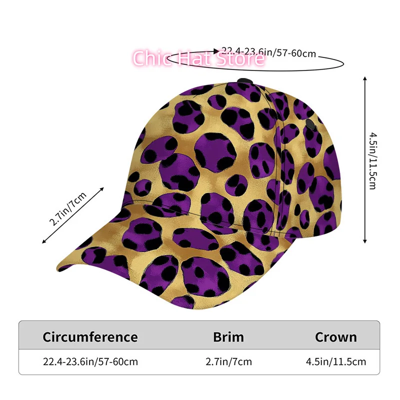 1pc Purple Leopard Print Snapback Duckbill Hat - Wide Brim Lightweight Baseball Cap with Print, Adjustable for Hands-Free Outdoo