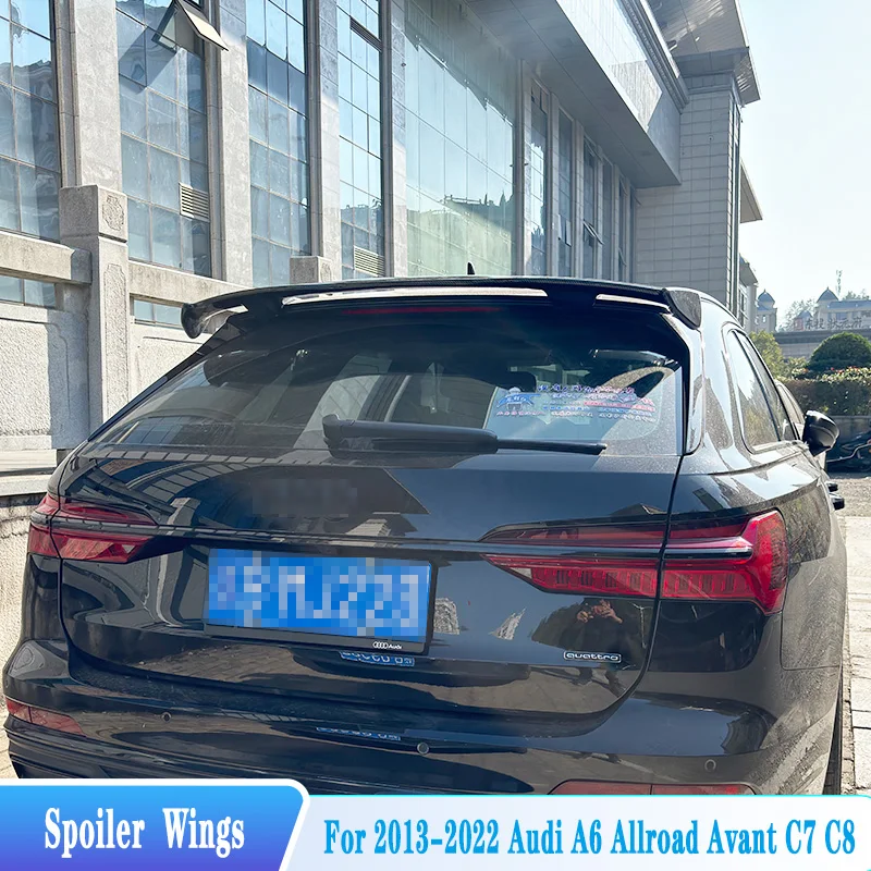 

For 2013-2022 Audi A6 Allroad Avant C7 C8 Rear Roof Spoiler Wings ABS Material Car Tuning Parts Body Kit Accessories Decorative