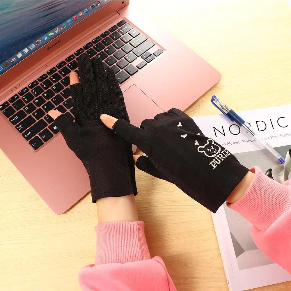 Manoplas transpirables de malla de verano para mujer, manoplas Anti-UV con cinco dedos, manoplas de protección solar, guantes finos