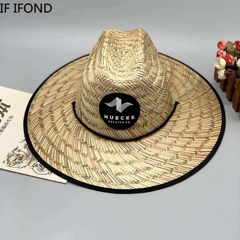 New Popular Tied Rope Lifeguard Hat Summer Sun Straw Hat Ladies Big Eaves Vacation Beach Panama Hats