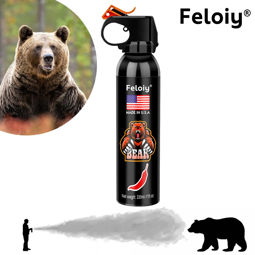 Spray de oso fuerte de 330 ml: largo alcance, gran alcance, con cerradura de seguridad, adecuado para acampar y hacer senderismo