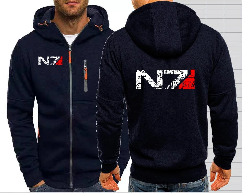 N7 Special Forces Men Jackets Hoodies Coats Vintage Mass Effect Hoodies Hooded Outwear Streetwear Hoode Sweatshirt Men Zip-up