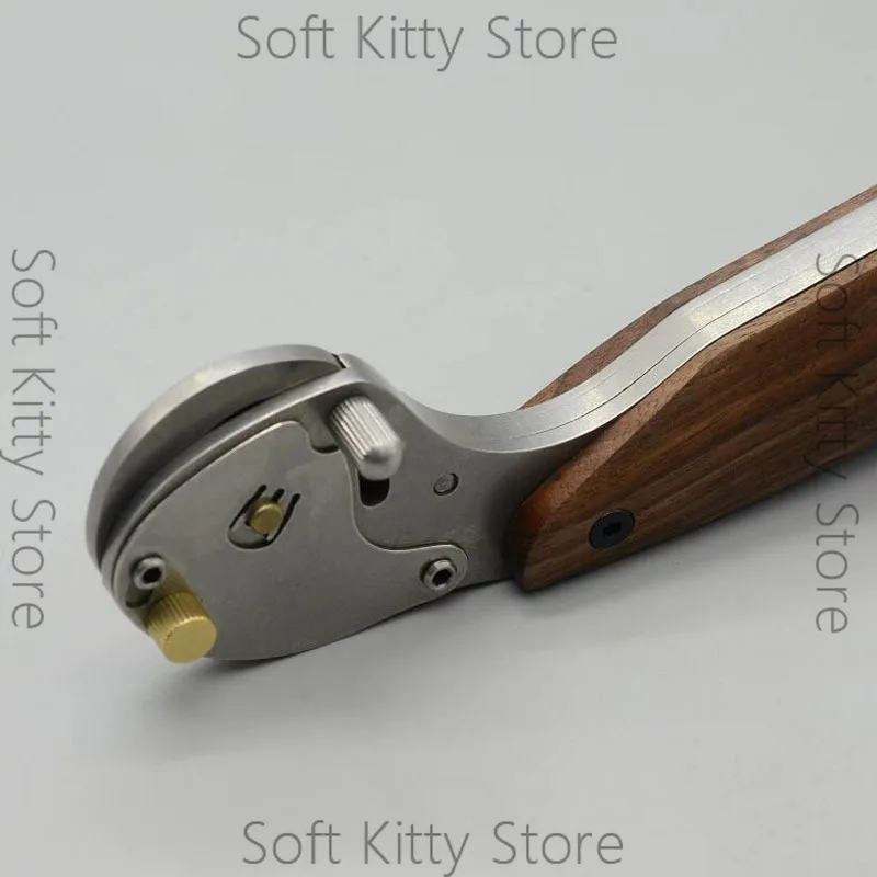 Full Metal Rotary Cutter Stainless Steel Leather Craft Knife Retractable Blade Walnut Handle 45 Mm
