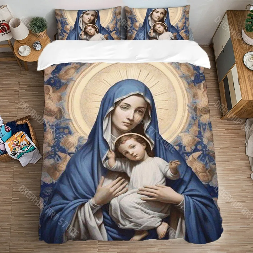 3D Printed Virgin Mary Madonna Holy Bedding Set for Boys Girls Duvet Cover Pillowcase Twin Queen King Full Single Double Sizes
