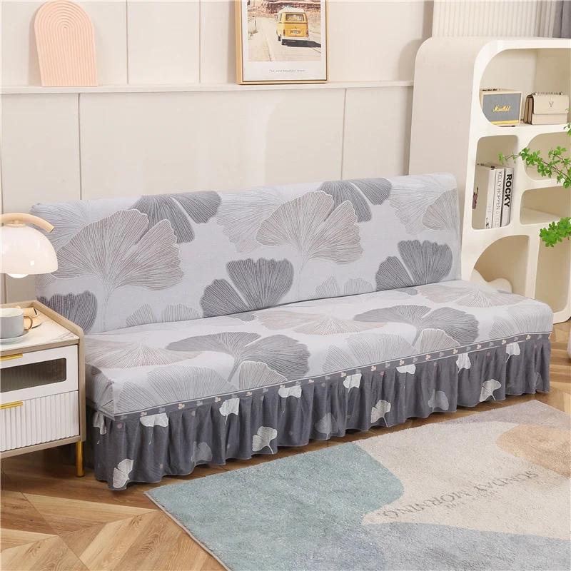 Sofa Bed Cover With Skirt Jacquard Elastic Sofa Covers Adjustable Folding Couch Covers All-inclusive Sofa Cover for Armless Sofa