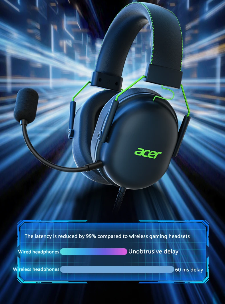 2025 Acer-Kopfhörer OHW200 7.1 Surround Sound Kabelgebundenes USB-Gaming-Headset mit Mikrofon-Geräuschunterdrückung – Gamer für PC, Laptop – Detail 10