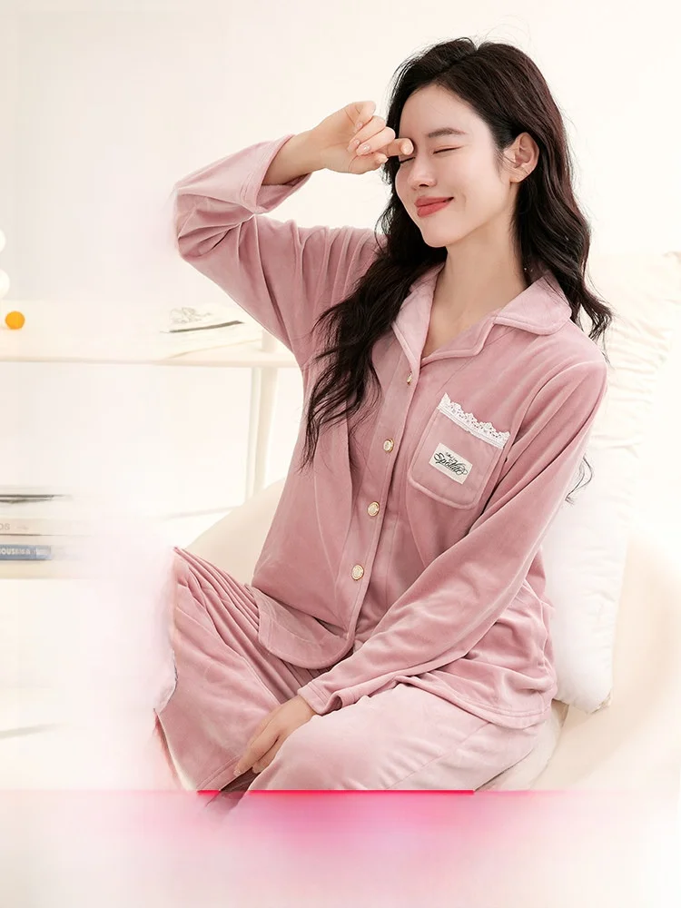 fenteng-set-di-abbigliamento-casual-per-casa-e-notte-cardigan-aperto-con-colletto-piccolo-e-maniche-lunghe-in-peluche-indossabile-anche-fuori-casa