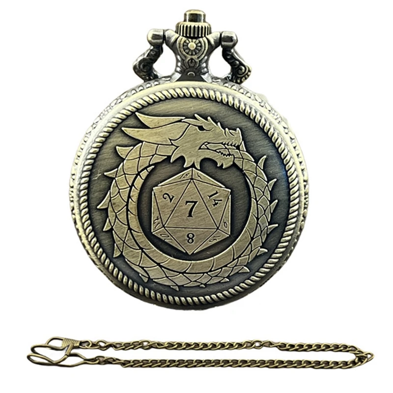 Pocket Watch and Mini Metal Multi-Sided Dice Set Board Game Cool Table Dice Pocket Watch Without Dial