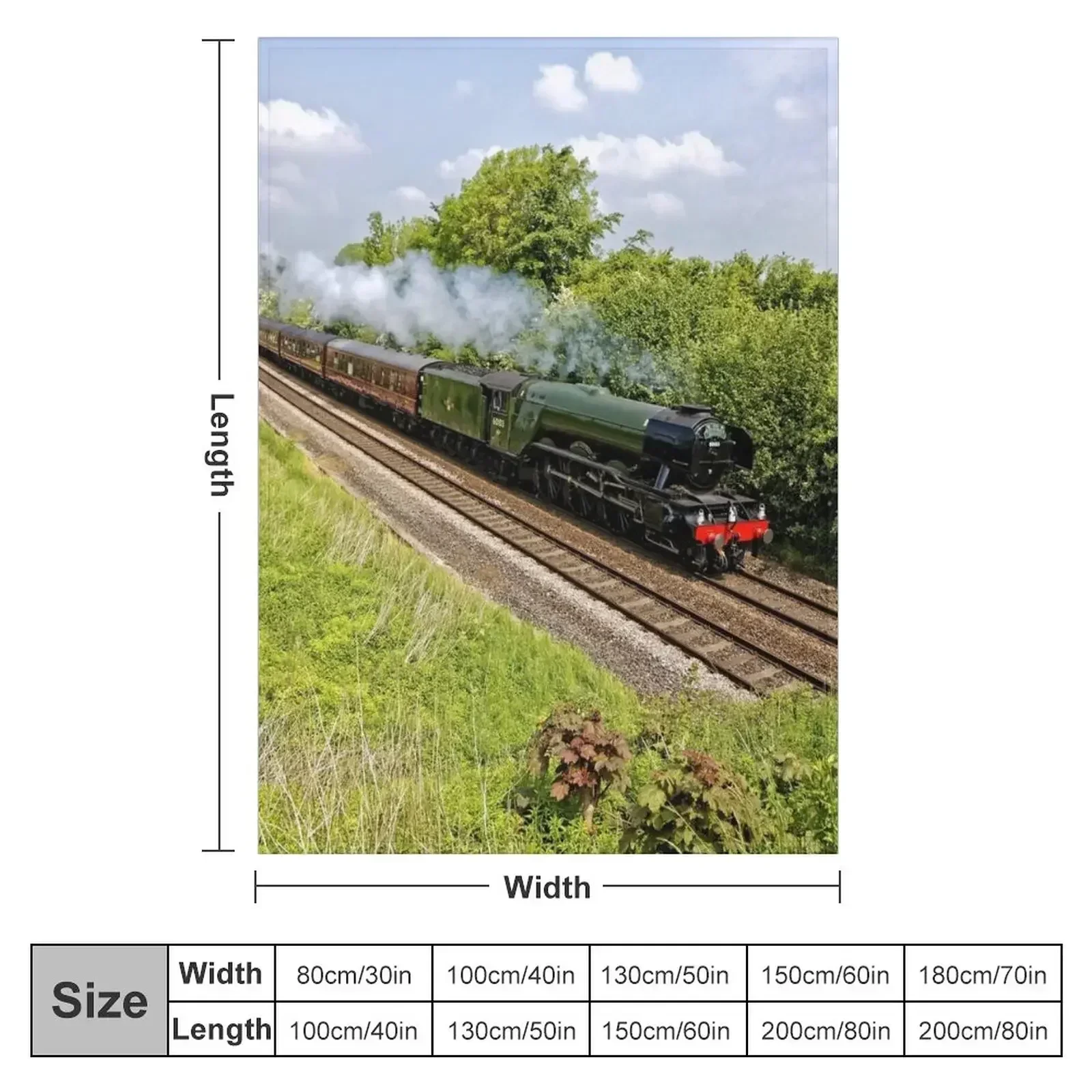 A3 Class 60103 Flying Scotsman Steam Locomotive Throw Blanket couch cozy soft plush fuzzy picnic outdoor blanket