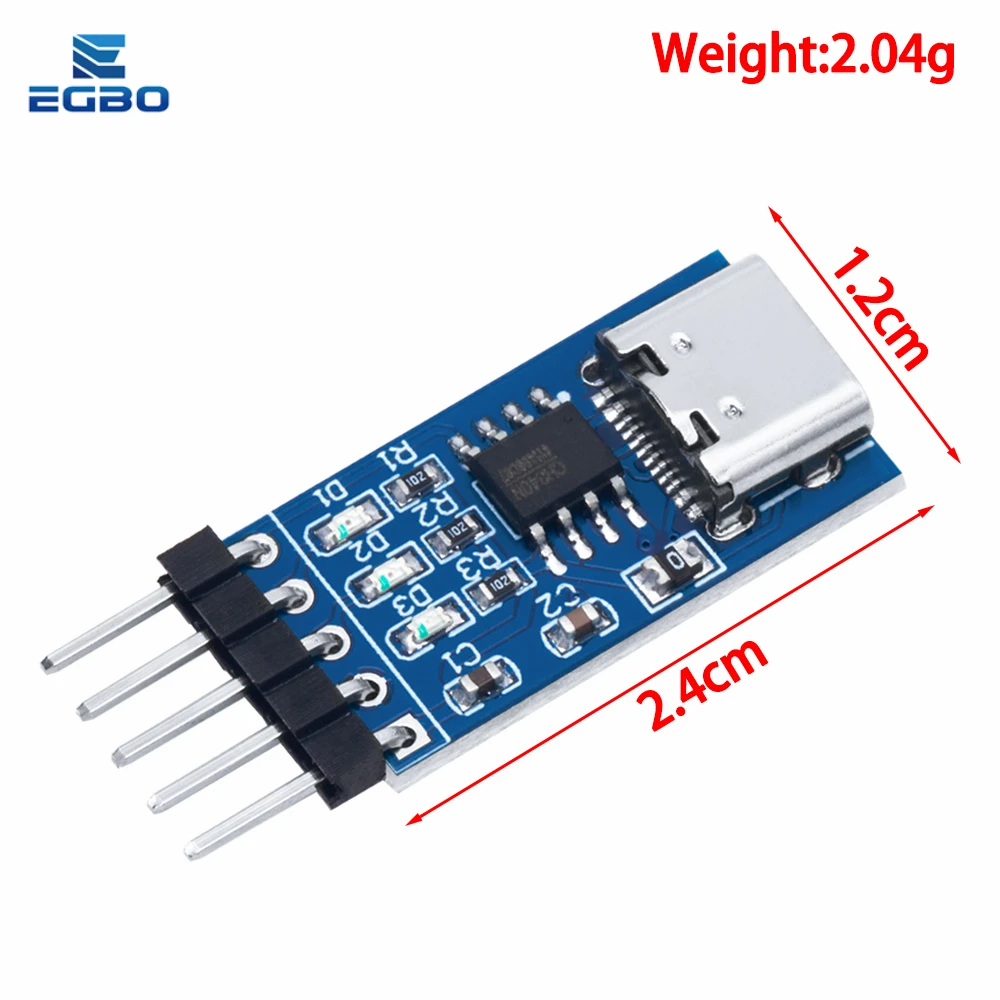 EGBO Type-C USB إلى منفذ تسلسلي TTL ، وحدة CH340N ، CH340 ، DC ، خط تنزيل الفرش ، ترقية MCU ، 5V ، V ، 1-10