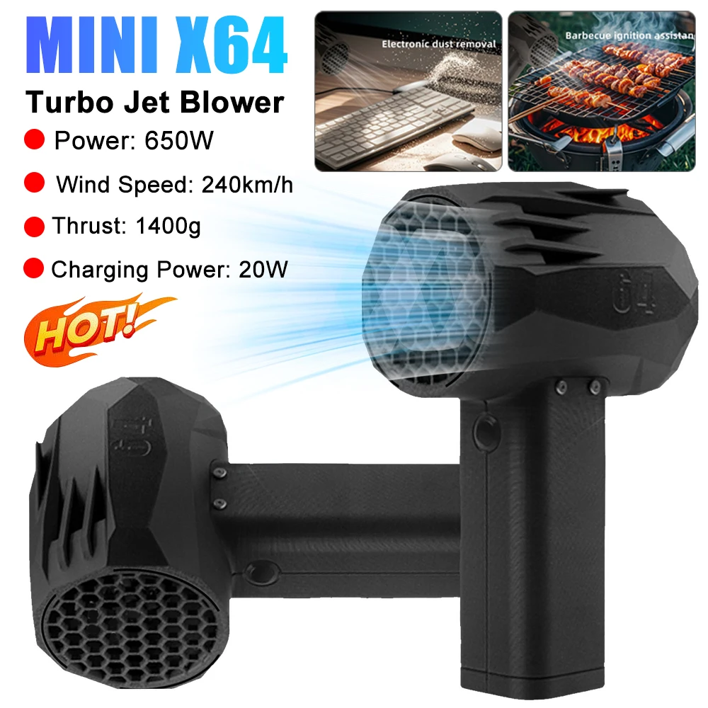 

NEW X64 Handheld Turbo Jet Fan Car Violent Air Blower Wireless Air Gun 64mm Brushless Motor Powerful Electric Strong Dust Blower